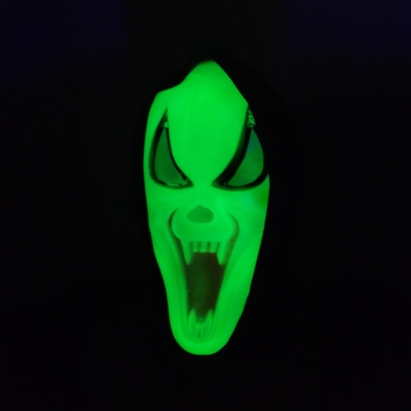 Other - Spooky Green Demon Scream Vampire Mask with Black Hood Glow